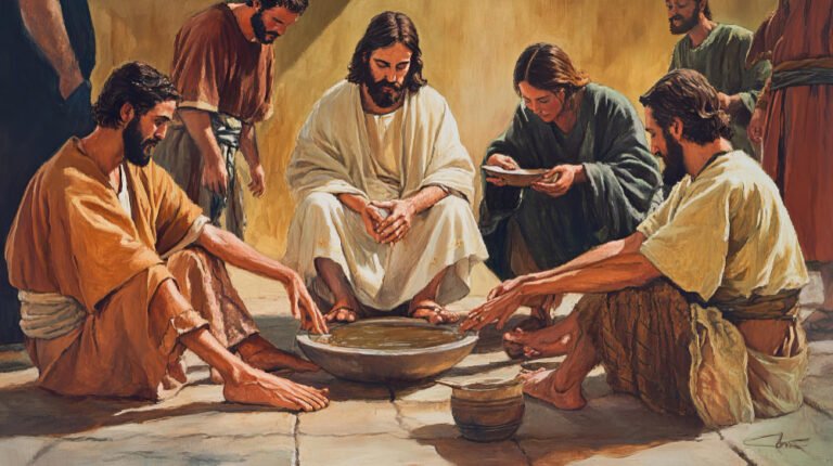 cena de Jesus lavando os pés dos discípulos