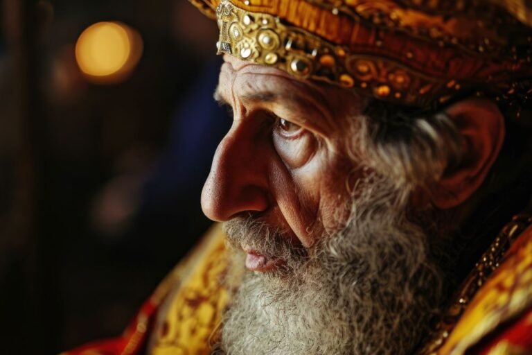 Representação artística do rei Salomão diante do Templo em Jerusalém.