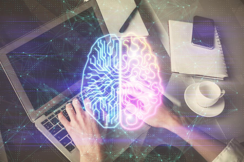 Representação digital da neuroplasticidade mostrando conexões do cérebro e aprendizado humano